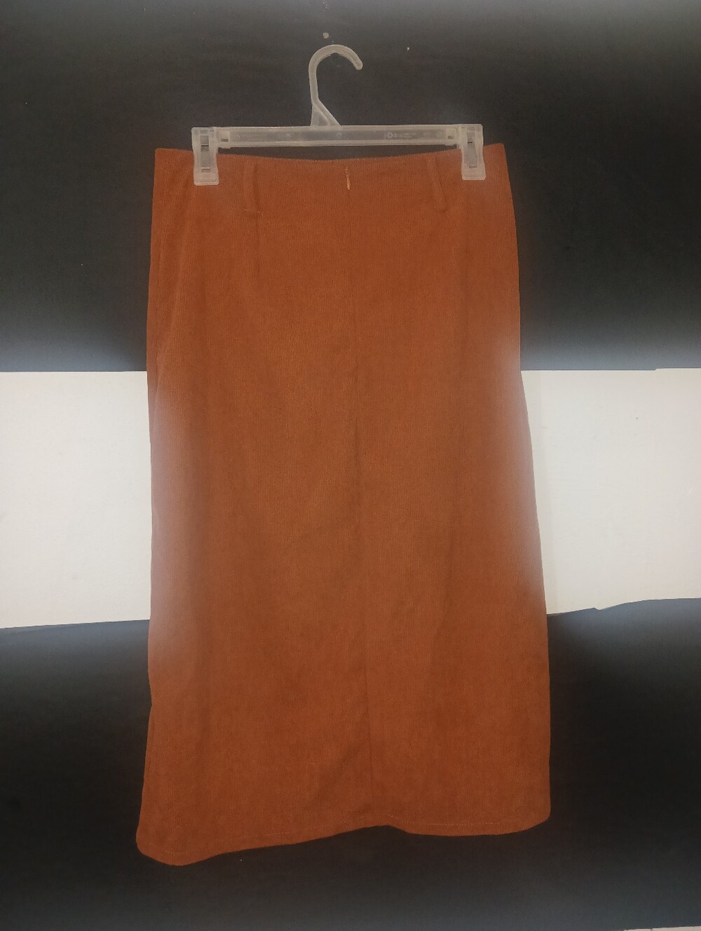 Women Camel Brown Belted Midi Slit Skirt - Picture 4 of 11